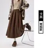 Falda Plisada de Lana, Nuevo Estilo Otoño e Invierno, Tallas Grandes, Cintura Alta, Falda Larga de Corte A Adelgazante, Dobladillo Amplio Falda de Invierno