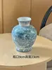 Nuevo Jarrón de Cerámica Pastel Estilo Chino, Recipiente de Porcelana Azul y Blanca para Arreglo Floral, para Entrada de Sala de Estar, Decoración de Escritorio para el Hogar, Jarrón de Flores de Peonía