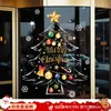 Pegatinas Estáticas de Papá Noel y Árbol de Navidad para Ventanas, Pegatinas para Puertas de Vidrio, Calcomanías para Ventanas, Decoraciones Navideñas, Montaje de Escena