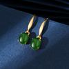 Pendientes de plata de ley S925 con jaspe y jade blanco, pendientes de gancho con diseño de nicho de cuatro garras, pendientes de jade hetiano natural de oro antiguo.