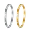 Pulseira de Aço Titânio 6mm Recorte Números Romanos Moda Transfronteiriça Europeia e Americana Pulseira Versátil Pulseira de Aço Inoxidável Feminina