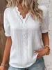 2026 Nuevo Verano de Comercio Exterior de Amazon Nueva Moda Camisa de Manga Corta Calada para Mujer Estilo Europeo y Americano Versátil