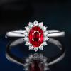 Anillo de compromiso de princesa con gema de color, clásico europeo y americano, con diamante, circonita y zafiro ovalado para mujer