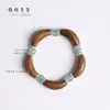 Pulsera Tubular Curva de Sándalo Verde Vintage para Hombres y Mujeres, Diseño Original, Accesorios de Aventurina, Pulsera de Cuentas Hecha a Mano, Mismo Estilo que en Xiaohongshu