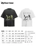 Camiseta de Manga Corta Lavada Vintage de Banda de Moda Retro Americano Estampado Digital Suelto Unisex