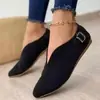 2023 Estilo Europeu e Americano Novo Fivela Decote V Sapatos Casuais da Amazon Transfronteiriça Moda Tamanho Grande 35-43 Sapatos Femininos de Comércio Exterior