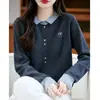 Nova jaqueta suéter de tricô gola alta feminina 2025 color-block simples malha de lã slim fit estilo Chanel outono de lã transfronteiriço