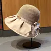 Novo Chapéu de Sol Chapéu Protetor Solar Chapéu de Sol para Exterior Laço Feminino de Verão Estilo Coreano Versátil Chapéu de Sol para Viagem