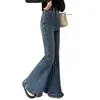 Pantalones de Campana para Niñas Otoño e Invierno 2026 Nuevo Estilo Dulce Estilo Coreano Niños Medianos y Grandes Corte Ajustado Más Terciopelo Más Gruesos Pantalones de Mezclilla