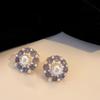 Pendientes redondos morados con esmalte de aguja de plata 925 2024, elegantes y sencillos, combinables, sin agujeros para las orejas.
