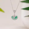 Yuebao Joias Esmeralda Africana Prata Esterlina S925 Banhada a Ouro Ruyi Moeda de Cobre Estilo Chinês Luxo Leve Pingente de Alta Qualidade Fábrica Personalizada