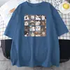 Comércio exterior verão novo anime animal gatinho desenho animado estampa manga curta feminino algodão solto japonês e coreano casual camiseta feminino