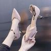 Zapatos de Otoño para Mujer 2023 Nueva Llegada Tacones Altos con Hebilla de una Línea Stiletto Versátiles Punta Afilada Boca Baja Zapatos de una Sola Capa Zapatos de Tacón Medio de Hada para Mujer