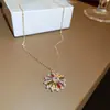 Colar pingente de trevo com zircônia banhado a ouro real, corrente de clavícula simples da moda ins, joias femininas de luxo leve de alta qualidade