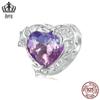 Efu Le Original Fantasia Roxo Gradiente Contas de Amor S925 Prata Esterlina Banhado Platina Coração Diy Pulseira Jóias