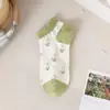 Meias Cano Baixo Verdes para Barco Tendência Primavera e Verão Finas Meias Curtas Femininas Venda por Atacado Produção da Fábrica de Zhuji Meias Femininas para Comércio Exterior
