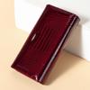 Billetera de piel de vaca de primera capa transfronteriza para mujer, de alta calidad, gran capacidad, multifuncional, clutch de charol, piel genuina para mujer, venta al por mayor