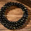Diretamente do Fabricante: Anéis Lisos de Obsidiana Natural, Obsidiana Prateada, Obsidiana Dourada, Pulseiras de Múltiplos Círculos, Joias Modernas Minimalistas para Homens e Mulheres, Atacado