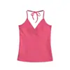 Top corto estilo chica picante de cuello halter profundo cruzado para mujer, verano nuevo, cintura alta, corte ajustado, muestra la delgadez, versátil, top corto para llevar debajo