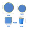Dopamina Color Puro Encaje Estampado en Caliente Desechable Plato de Papel Vajilla Taza de Papel Servilleta Suministros para Fiesta Decoración Set Festivo