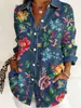 2026 Nova Camisa Patchwork Estilo Europeu e Americano com Estampa Floral 3D para Mulheres, Jaqueta Cardigã Versátil de Manga Longa Moda Primavera