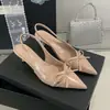 Zapatos de tacón alto de color liso con punta para mujer para combinar con faldas, nuevo estilo de verano 2026, sandalias de tacón de aguja sin espalda con lazo