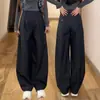 Calça de terno com bainha curva personalizada, novo estilo outono 2026, calça longa casual elegante, solta, simples, de perna reta para mulheres