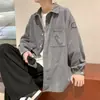 Camisa de manga larga con estampado de cara sonriente de personalidad para hombre de otoño, camisa delgada holgada estilo Hong Kong ins japonesa para hombre