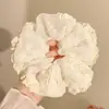 Lenço Quadrado Branco de Fada, Elástico para Cabelo de Intestino Grosso, Elástico de Cabelo Oversized, Laço Feminino Estilo Preguiçoso para Coque, Elástico de Cabelo Elegante