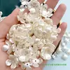 Pérola Imitação Concha Flor de Quatro Pétalas Trevo de Quatro Folhas Pétala com Furo DIY Base de Flor Artesanal Pacote de Material para Grampo de Cabelo