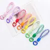 Lanyard Corto Tejido Mini de 8 cm Colgante de Llavero de Peluche Colgante Llavero Correa de Teléfono Tejida a Mano con Bloqueo de Color