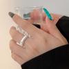 Nuevo anillo de circonita cepillada de moda para hombres y mujeres, anillo abierto liso con nicho de temperamento, anillo ligero de lujo para parejas.