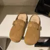 Birkenth Sapatos Femininos Meia-bota Meio Chinelo Feminino Roupa Externa 2025 Nova Primavera e Outono Sapatos Planos Slip-on Preguiçosos para Gestantes
