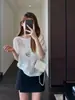 Estilo Coreano Top Pequeno Vazado com Lantejoulas Textura Diamante Jacquard Manga Morcego Solta Tricô Top Feminino Novo H073001