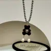 Nova Corrente de Suéter Colar de Urso Cor de Café Infantil Retro Coreano Gota d'Água Pérola Moda Luxo Leve High-End Gargantilha