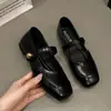 Sapatos de Fada Metálicos Mary Jane 2025 Retro Planos Pretos Baixos Novos Sapatos de Ballet Estilo Chanel
