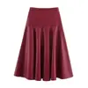 Moda Feminina Transfronteiriça 2025 Nova Moda Outono Versátil Elegante Elegante Saia Midi de Couro Sintético 8500910