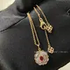 Colar Petal Retro Buccellati Versão Alta Feminino Ouro Rosa 18K Nicho de Luxo Corrente Clavícula em Ouro com Pedras Preciosas