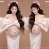 Tema Estúdio Fotográfico Novo Retrô Novo Estilo Chinês Vestido Amassado com uma Vibe Descolada para Sessão de Fotos da Barriga de Grávidas