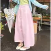 Pantalones anchos de pliegues laterales color caramelo chic coreano para mujer, jeans cropped holgados de verano 15736