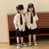 Traje para Niños 2026 Verano Nuevo Camisa Blanca Atuendo de Verano para Niños Anfitrión Padrino de Boda Ropa Formal Atuendo de Presentación