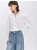 Ropa Nueva de Mujer Primavera 2026 Algodón Puro Estilo Palacio Francés Blusa con Cuello Alto Camisa de Encaje Blusa Blanca de Manga Larga