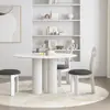 Mesa de Jantar Redonda Moderna Simples de Placa de Rocha Preto Francês Meio Nórdico Casa Italiana Leve Luxo Mesa de Jantar Cadeira Estilo Silencioso