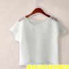 2017 Comércio exterior AliExpress venda quente multi-colorido grande malha transparente sexy gola redonda camiseta oca