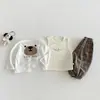 Dianxi Verano Nuevo Estilo Conjunto de Camisa Coreana de Dibujos Animados para Bebés Niños, Chaleco Estampado y Pantalones a Cuadros Conjunto de Tres Piezas