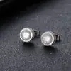 Brincos de hip-hop da moda para homens, com cravação pavé completa de micro zircônias cúbicas, banhados a ouro e um novo design transfronteiriço, disponíveis para atacado