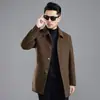 Gabardina de lana auténtica de doble cara para hombre temporada otoño e invierno forro de plumón abrigo de lana longitud media chaqueta de cachemira