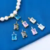 Prata de Lei S925 Zircônio Colorido Geométrico Quadrado DIY Material para Pulseira de Pérolas Acessórios de Joalheria Acessórios Colar Pingente