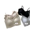 Sujetador tipo camisola de encaje estilo francés con escote en V para mujer, con copas fijas, cómodo, transpirable, sin costuras y con efecto push-up