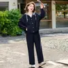 Moda Casual de Outono para Mãe Jovem Conjunto Jeans Novo Estilo Jaqueta com Capuz Duas Peças para Mulheres de Meia-Idade Primavera e Outono